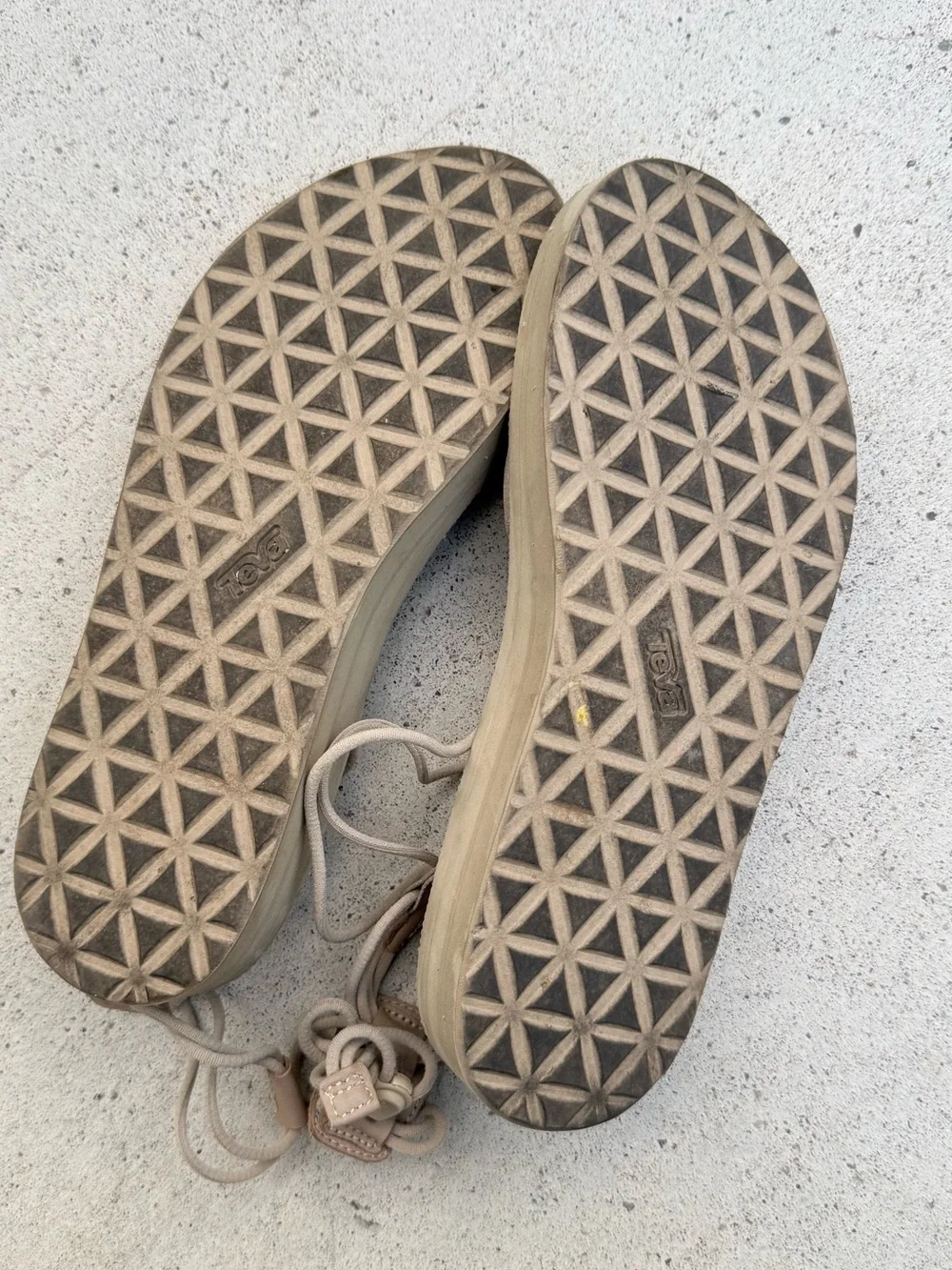 Teva Neutral Beige Lace-Up Platform Sandals for Women